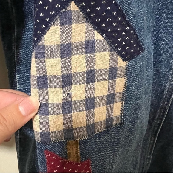 Vintage Oversized Denim Patchwork Birdhouse Shacket - Picture 5 of 5